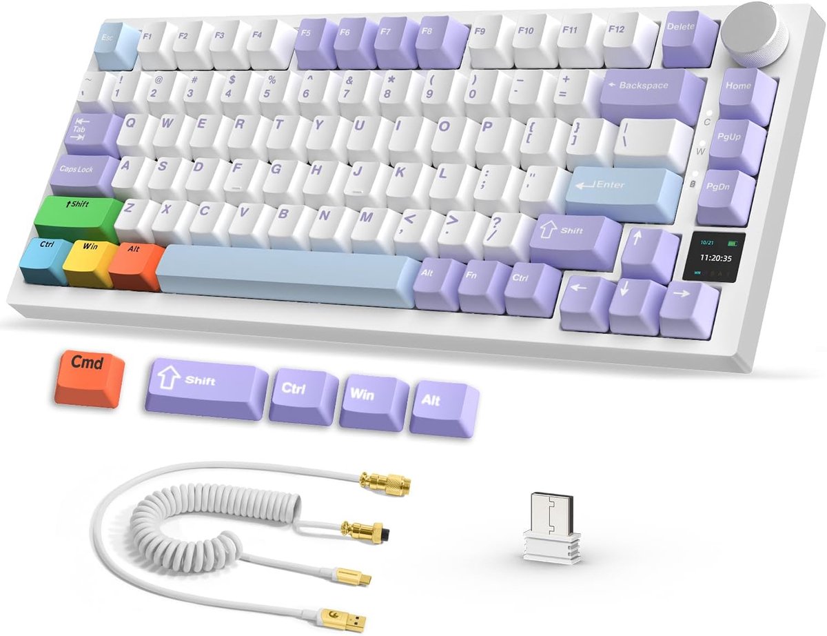 Draadloos 75% TKL Mechanisch Gaming Toetsenbord met Gasket Mount en RGB Verlichting