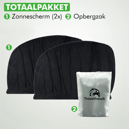 Travelhawk Zonnescherm Auto Baby - 2 Stuks - Zonwering Auto - UV Protectie voor Baby en Kind - Zonwering Zijruiten - Zwart van Merkloos — afbeelding 2