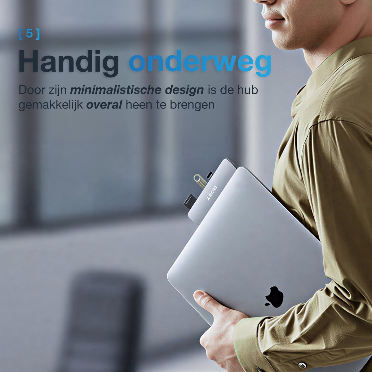 7-in-2 USB-C Hub voor MacBook Pro Air - HDMI 4K, Thunderbolt 3, USB 3.0, Micro SD kaartlezer, opladen 100W - Afbeelding 3