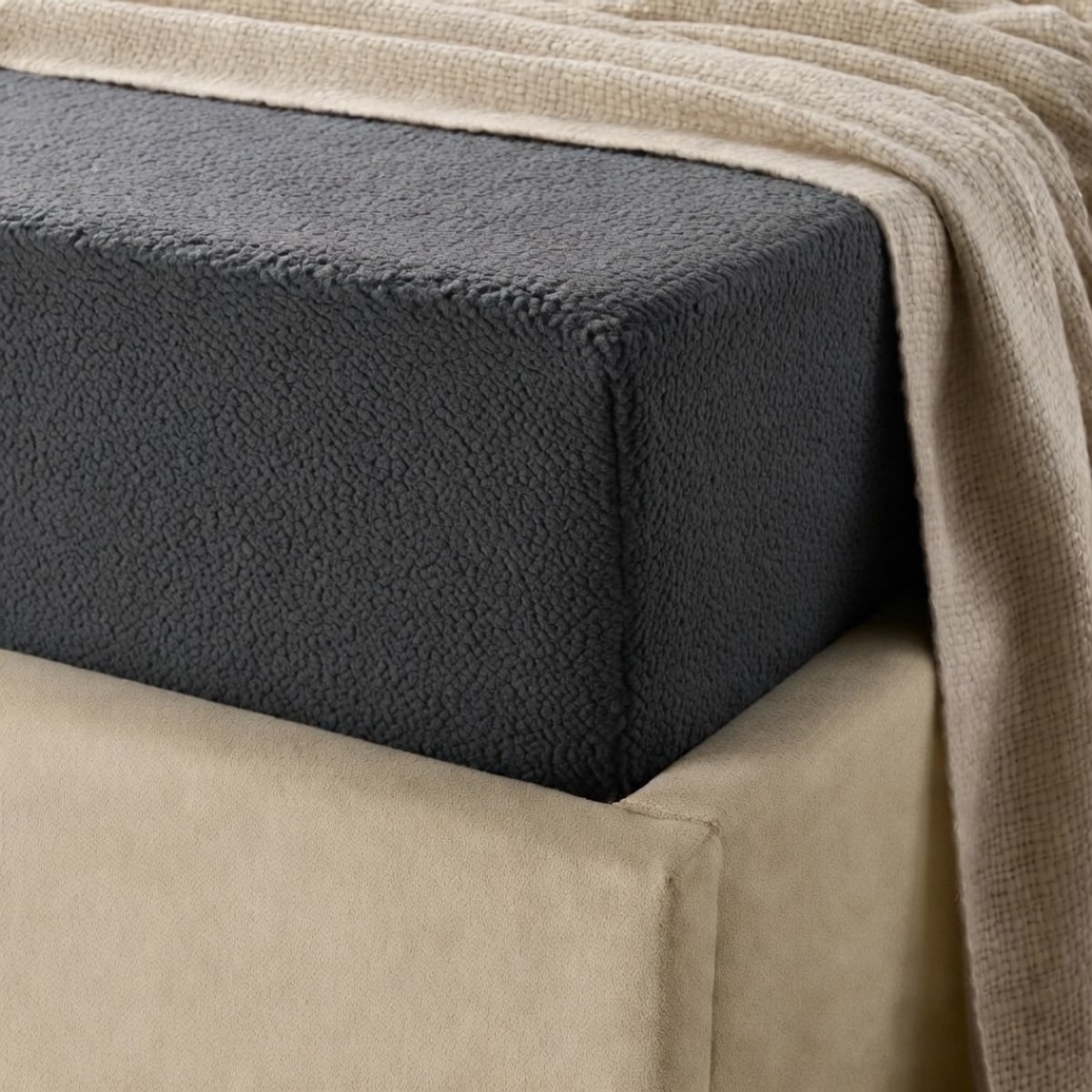 Y-NOT™ - Teddy - Hoeslaken- Zwart - 180x200+30cm Lits-jumeaux - Hoekhoogte 30cm - 30 dagen proefslapen