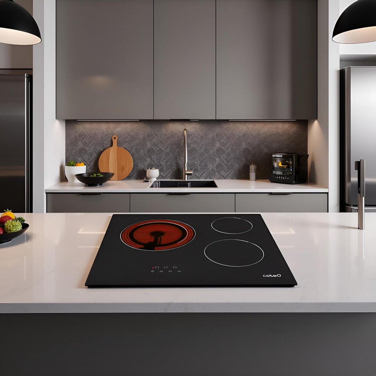 Inbouw Glaskeramische Kookplaat 3 Zones 59 cm - 5.4 kW Vermogen