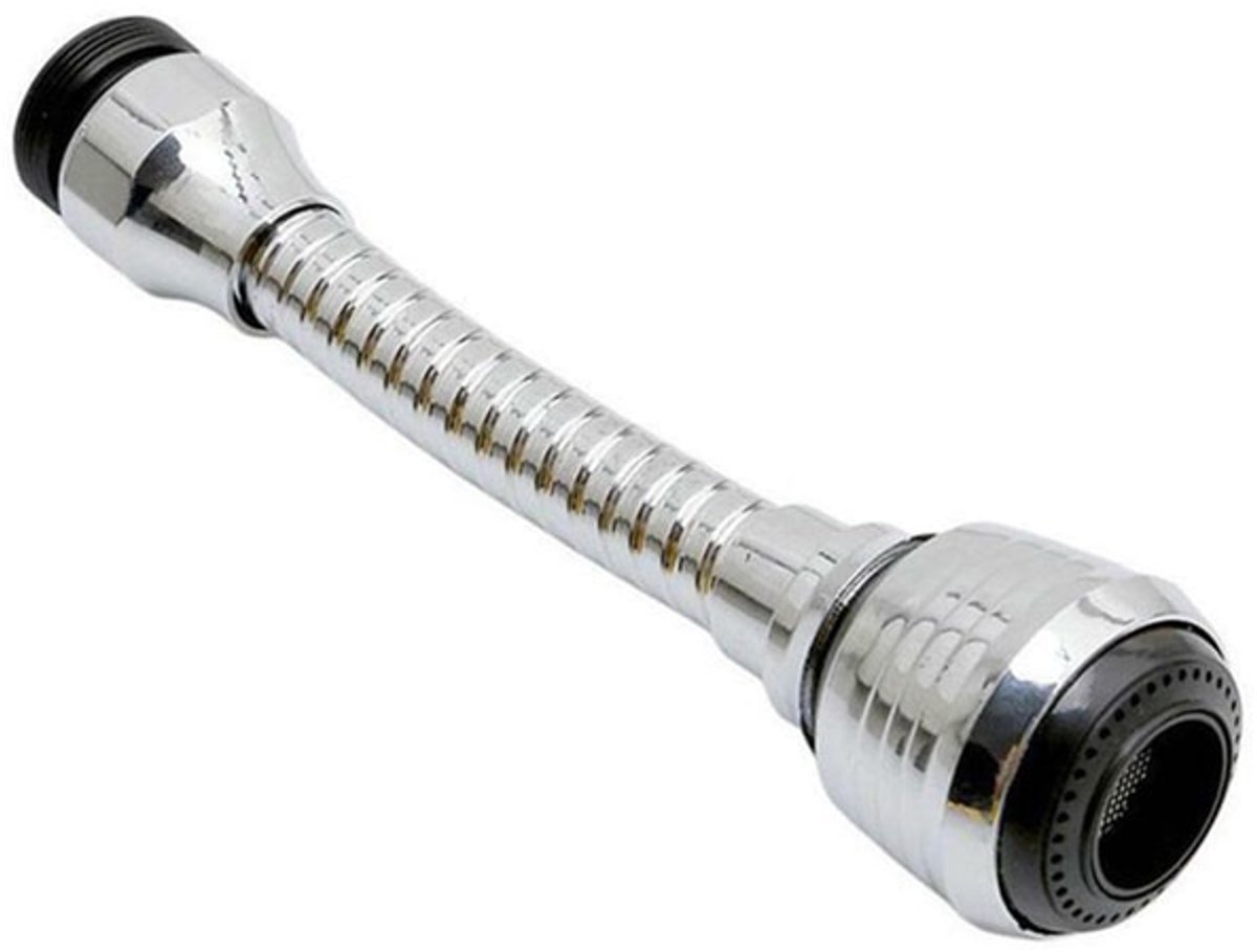 TuseRxln Kraanadapter – Uitbreiding voor wastafel – 360° draaibaar met dubbele modus – 1 stuk – Zilver