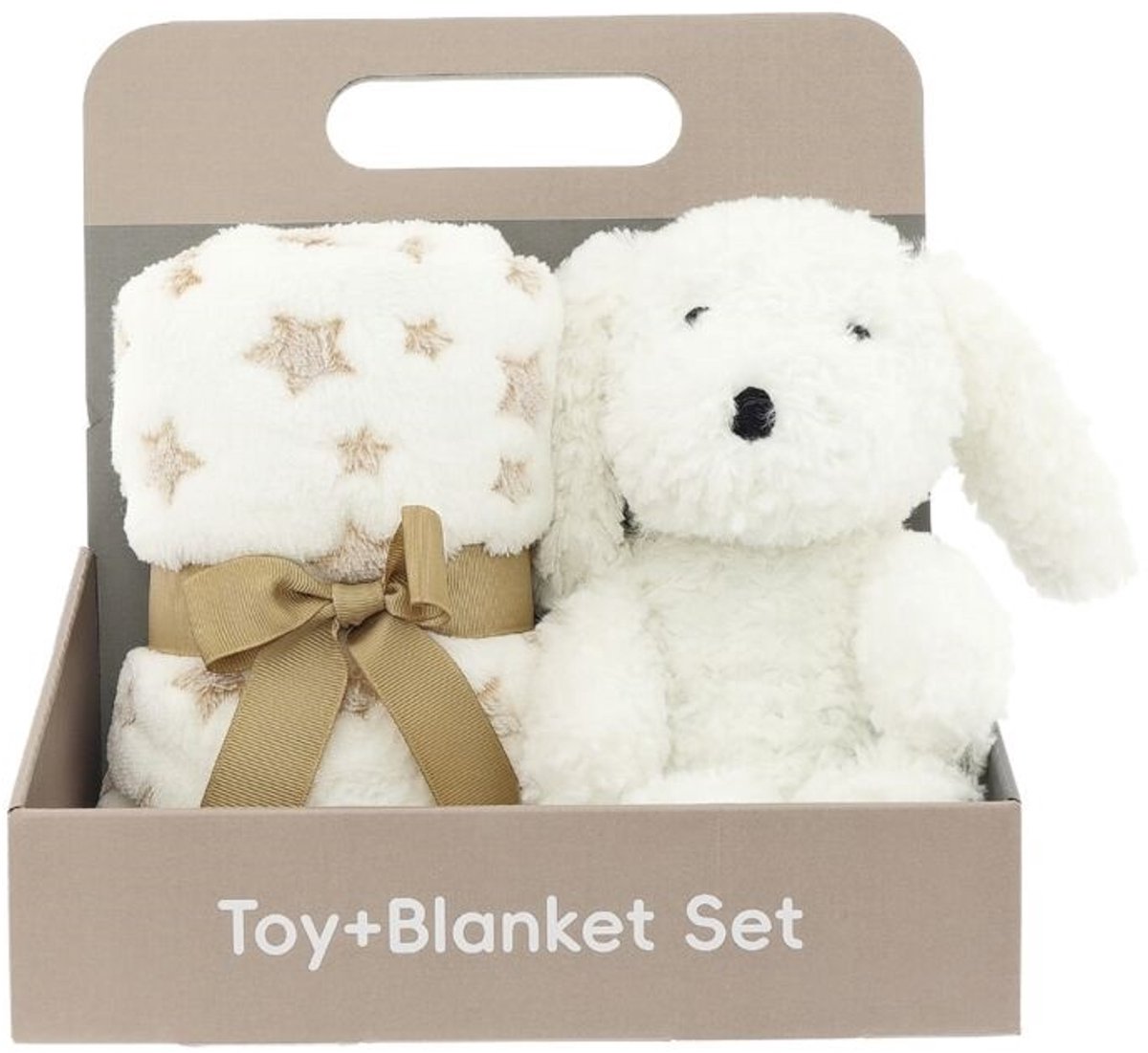 Kraamcadeau Baby Cadeauset – Knuffel Hond met Babydeken Sterren – Baby Geschenkset – Geboorte Cadeau