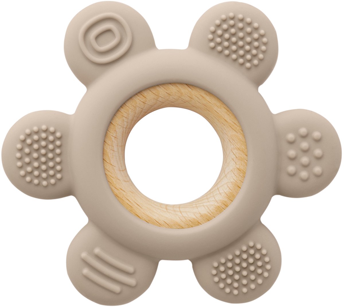Bijtring van siliconen & hout (Woestijnzand Beige)