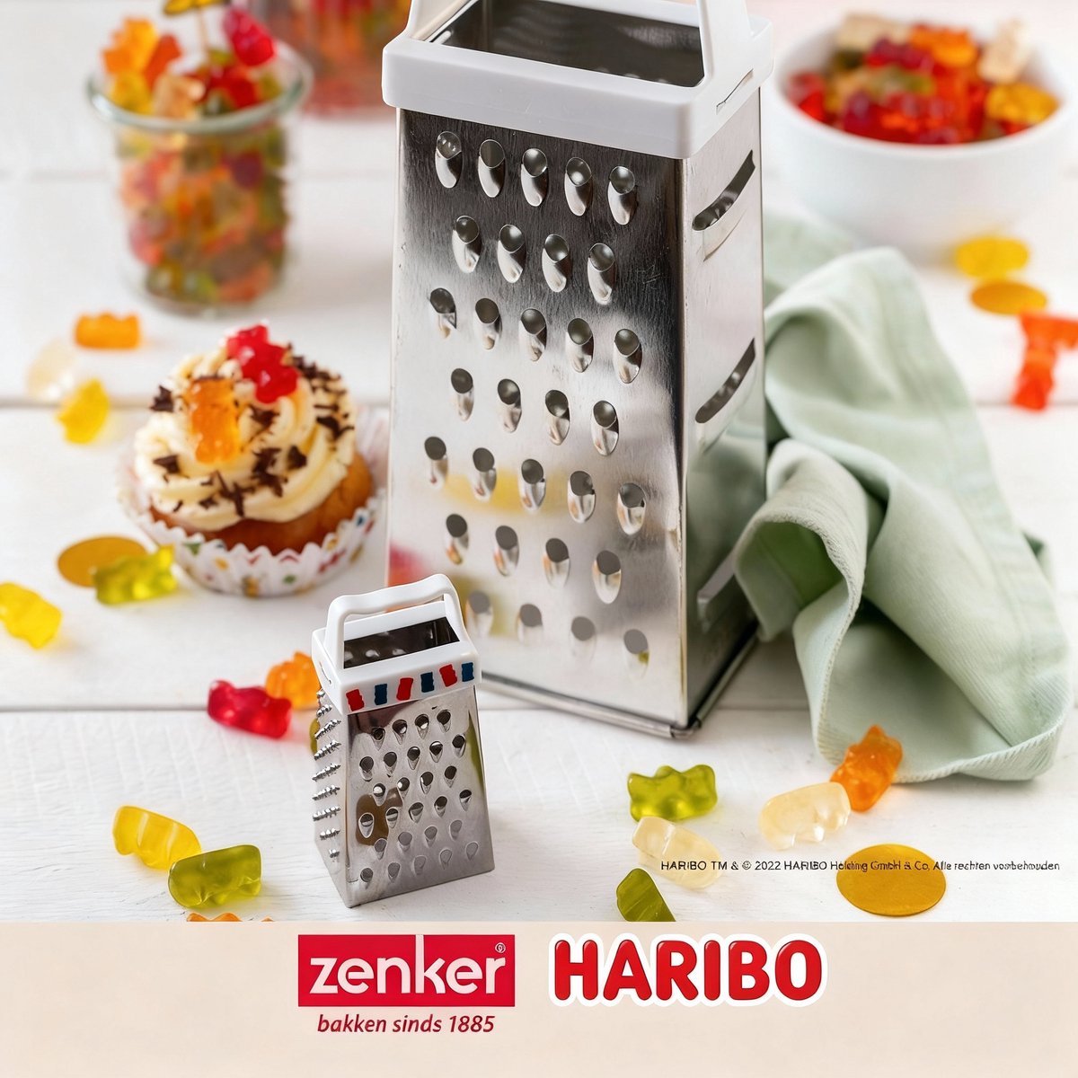 Mini keuken- en banketrasp 4 zijden 7,5 cm Zenker Haribo