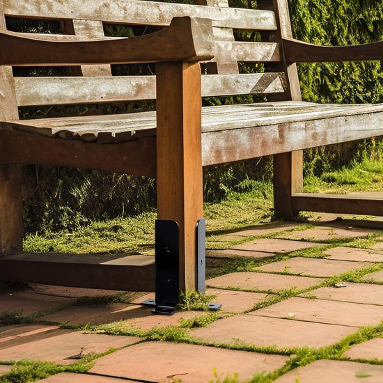 4-delige set schuttingpaalbeugels, schroefbare paalbeugel, verstelbare paalvoet Geschikt voor terras, houten paalbeugel Geschikt voor pergola. — afbeelding 4