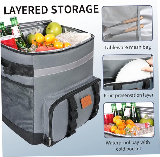 Grote Opvouwbare Koelbox op Wielen met Handvat - 35L Waterdicht voor Picknick & Strand — afbeelding 3