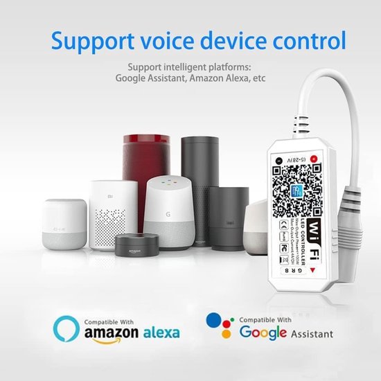 Slimme RGB WiFi LED Strip Controller voor Alexa & Google Home - Dimbaar ...