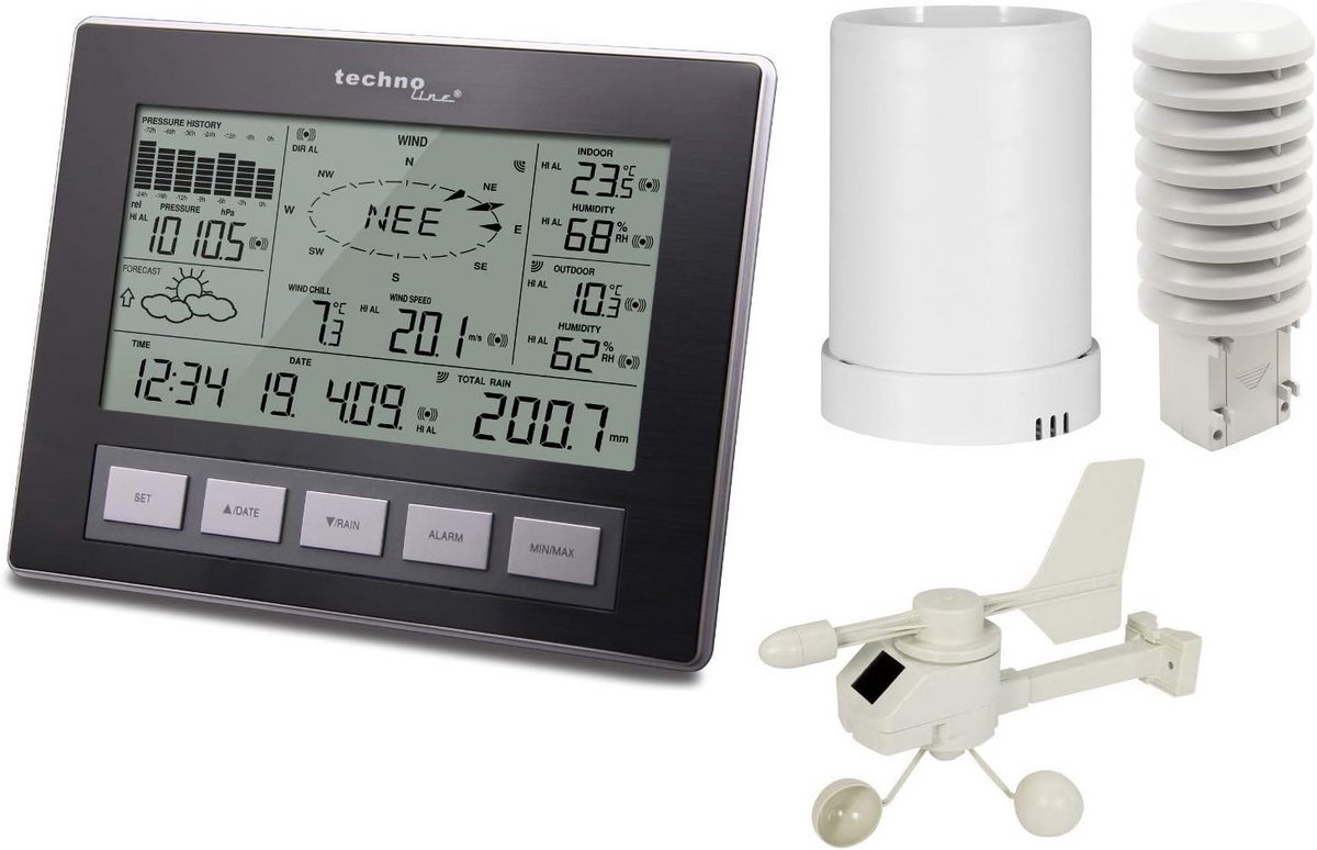 Professioneel Draadloos Weerstation met Windmeter en Regenmeter