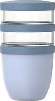 Mepal Lunchpot 3-delig Ellipse - 500 + 200 + 200 ml - Met 2 compartimenten - Yoghurtbeker en Muesli beker to go - Geschikt voor vriezer. magnetron en vaatwasser - Nordic blue