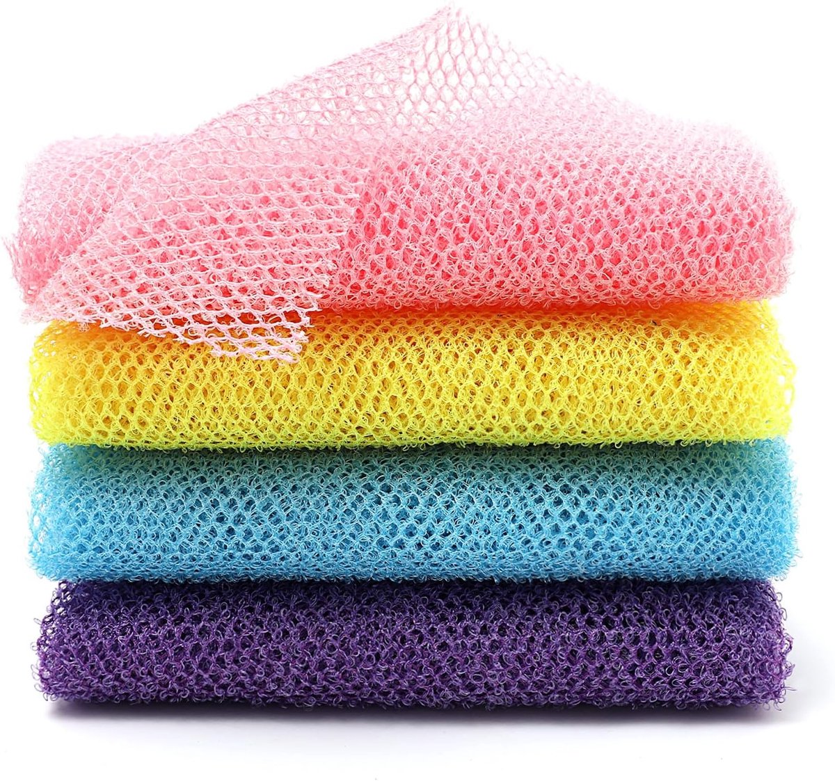 Exfoliërende Douche Net / Rugscrubber (4 Stuks) - Lange en Zachte Lichaamsspons