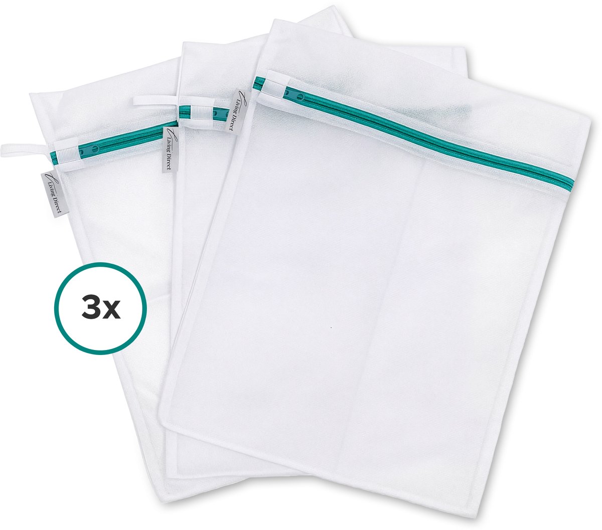 Living Direct Waszak set 3 stuks Waszakjes met Rits - Waszakken voor Wasgoed - Wasnetjes met Rits, geschikt voor Lingerie en BH - Waszak Groot - Laundry Bag - Wasnetten