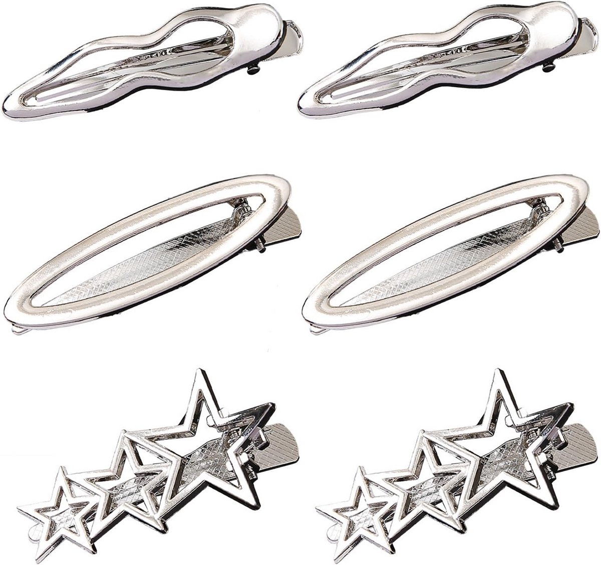 Zilveren Haarspeldjes Set met 6 Stuks voor Dames - Y2K Stijl Accessoires