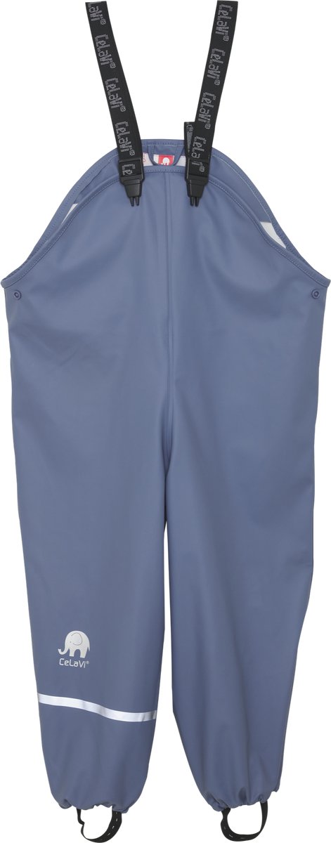 Blauwe (Flint Stone) regenbroek met bretels van CeLaVi 86/92