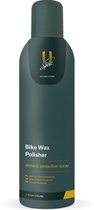 Fles Bike Wax Polisher, donkergroen met gele en witte tekst.