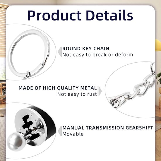 Set van 5 Metalen Autosleutelhangers Versnellingspook met Schakelfunctie — afbeelding 2
