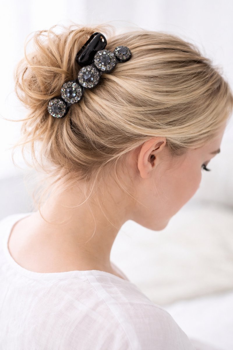 Haarklem Dames - Haarklemmen - Haargrijper - Haarspeld - Haarclip - Haarsieraad - Haarklem - Haar accessoires - Dames - Zwart - Blauw - 10 cm - Uniek - Cadeau Tip