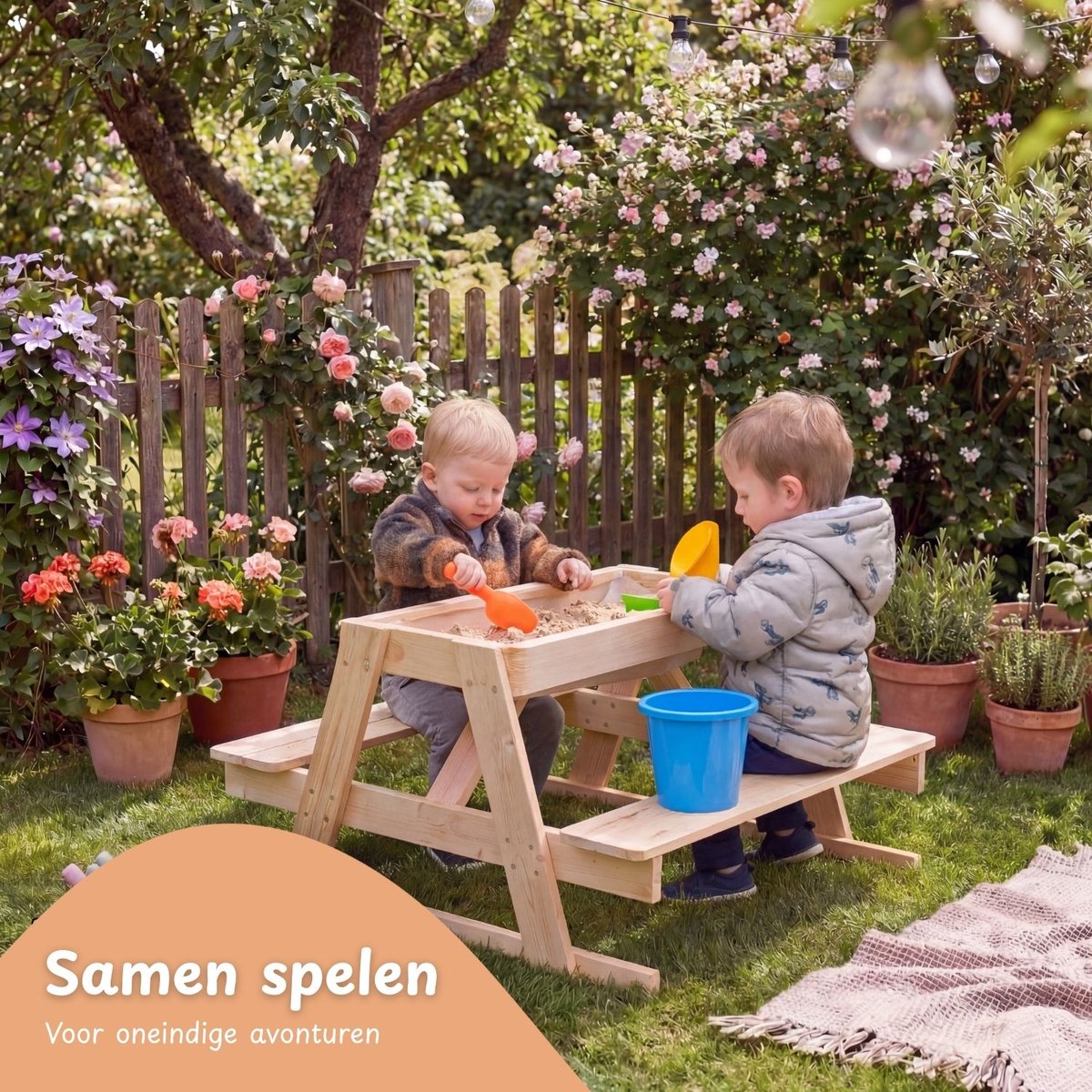 Maxx Kidz 3-in-1 Picknicktafel - Tafel, Krijtbord & Zandbak thumbnail 4
