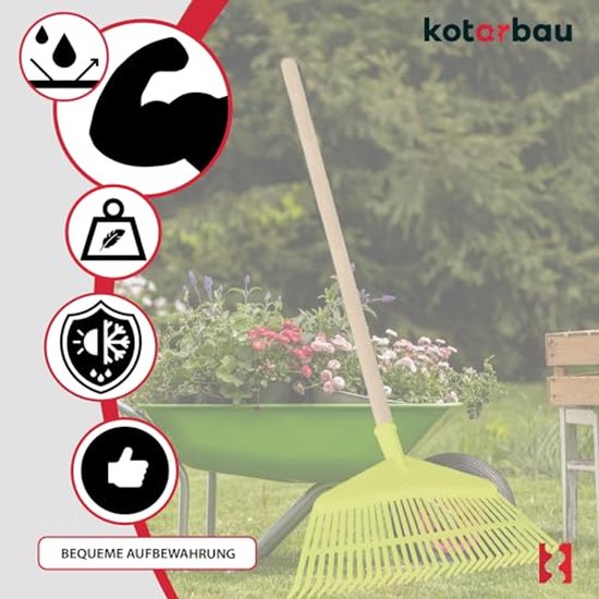 KOTARBAU® Bladhark, Tuinhark van Kunststof, 42,5 cm, Kersen, zonder Steel, Gazonhark, Waaierbezem, Lichtgewicht Hark, Stevige Hark van KOTARBAU — afbeelding 5
