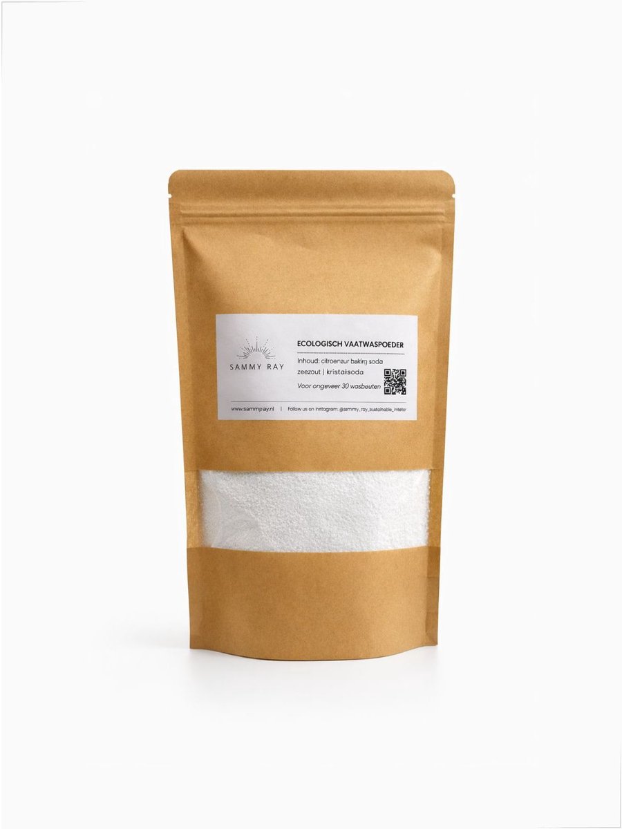 Ecologisch vaatwaspoeder - navulling - 500 gram - 25 wasbeurten - Sammy Ray