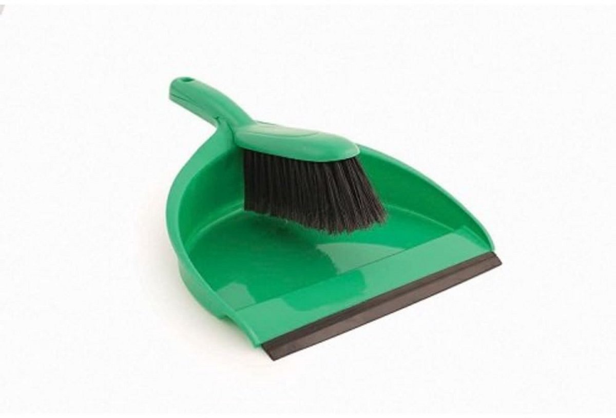 Stofferset met Veger en Borstel, Groen, 220 mm Breed