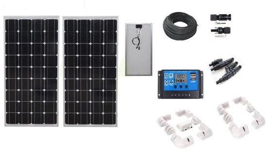 Compleet 340W Zonnepaneel set - mono kristallijne celtechnologie - 12V - daglichtpaneel - Met MC4 connectoren - Voor camper, boot, caravan, accu, etc - Met Nederlandse handleiding van DuoQTools — afbeelding 2