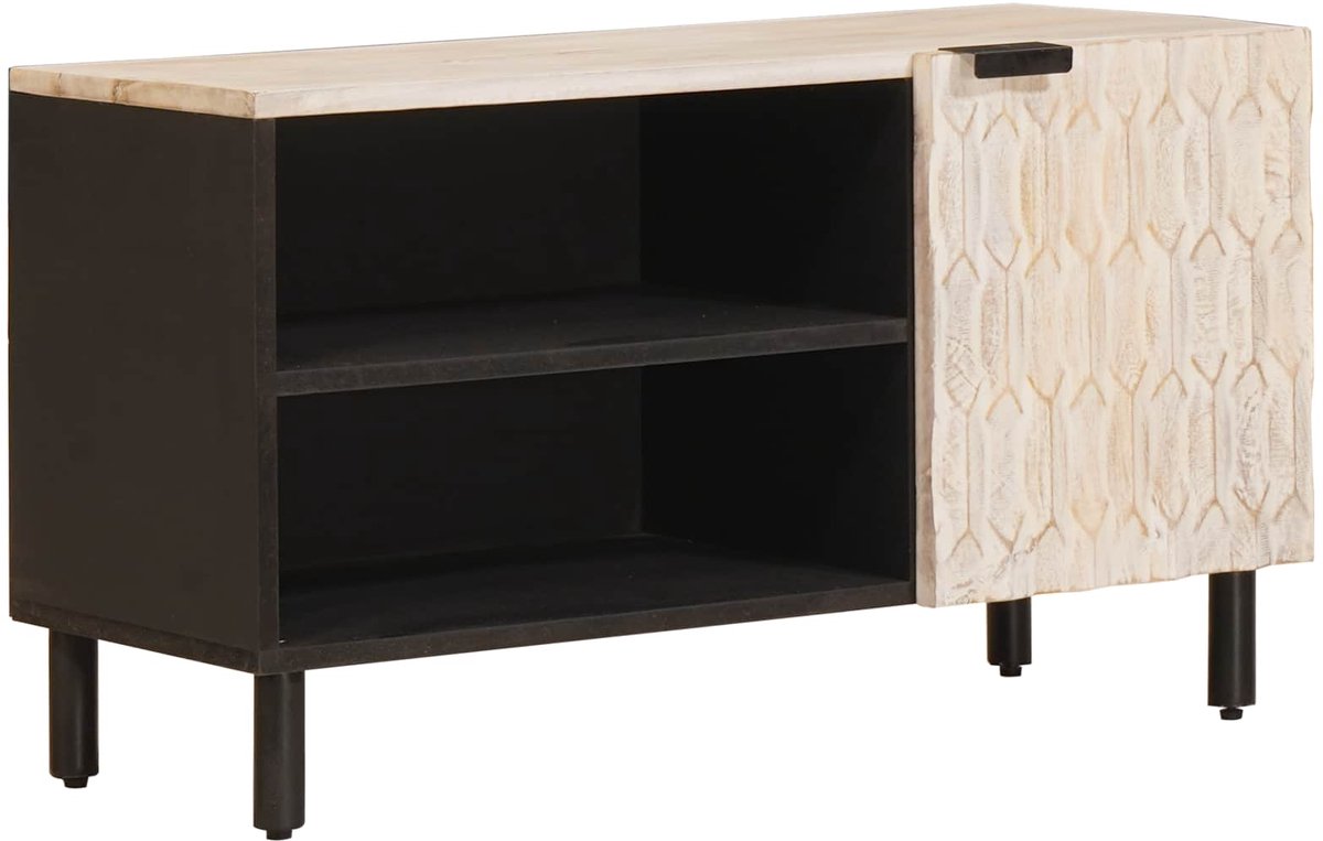 vidaXL - TV - Kast - Witte - Was - Afwerking - 80 - x - 33 - x - 46 - cm - Massief - Mango - Hout