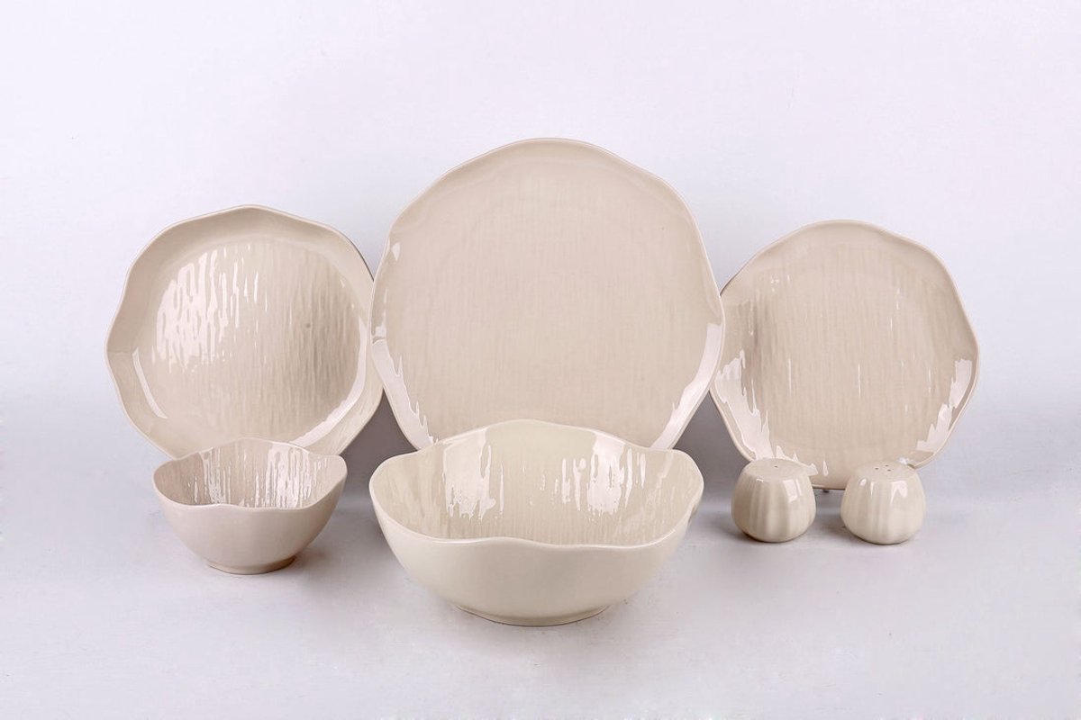 27-Delige Porseleinen Serviesset – – Warm Beige
