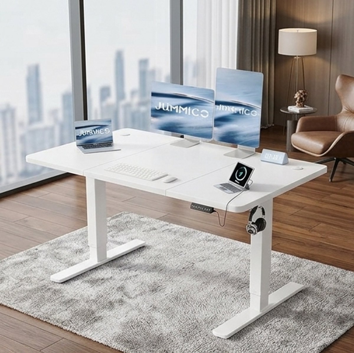 Elektrisch Zit-Sta Bureau ProFlex 120×60 cm – In Hoogte Verstelbaar Sta Bureau met USB-Oplaadpoort – Stil & Stabiel – Ergonomisch Thuiswerk Bureau – Wit A-Furniture