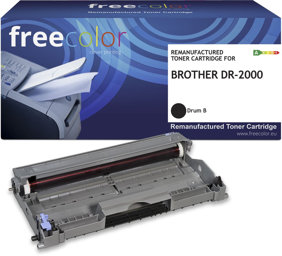 Freecolor - Vervangt Brother DR-2000 Drum - Zwart - 12.000 pagina's - Compatible