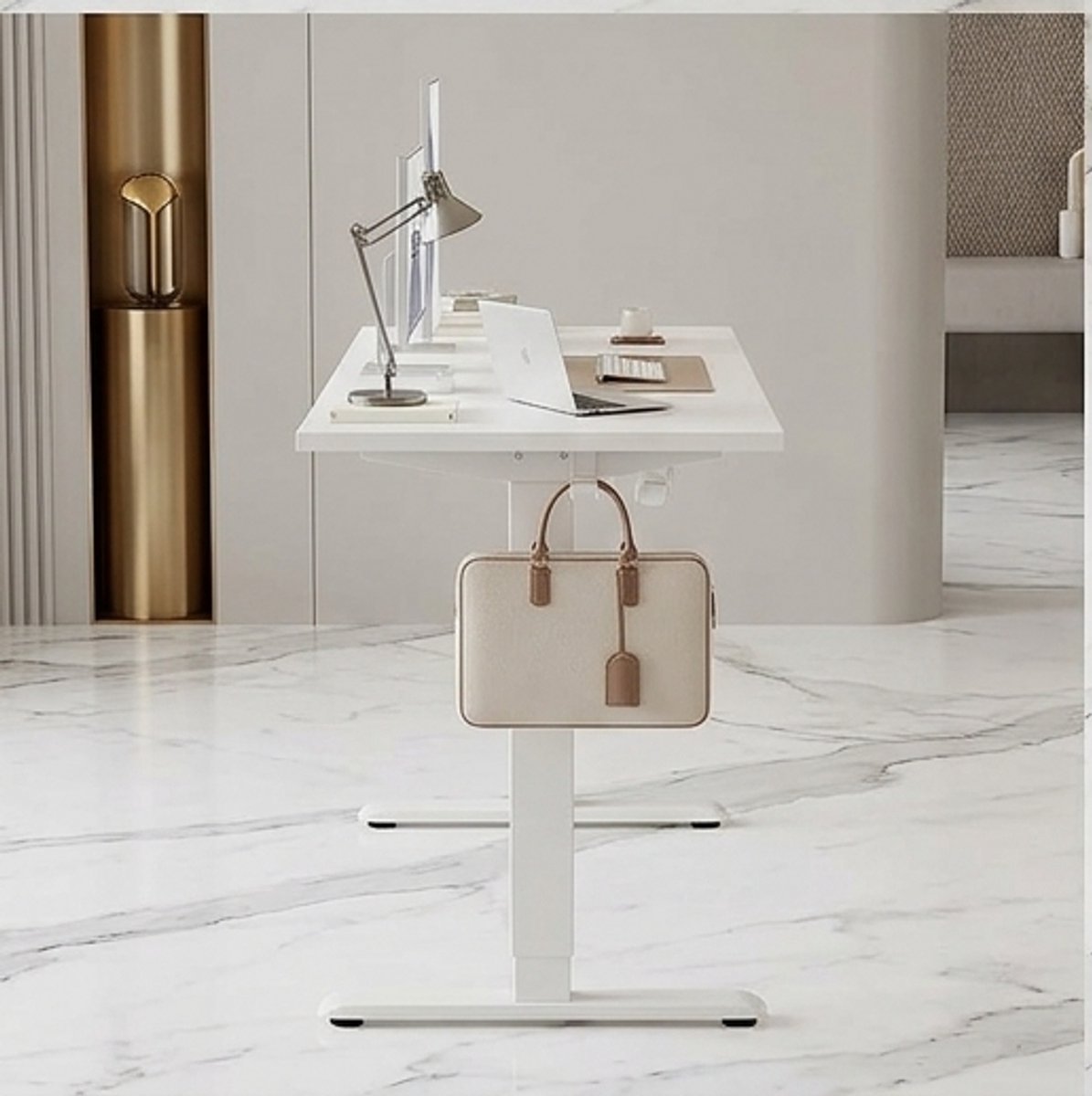 Elektrisch Zit-Sta Bureau 120x60 cm met Geheugenfunctie & Anti-Botsing – Ergonomisch In Hoogte Verstelbaar Bureau – Wit A-Furniture