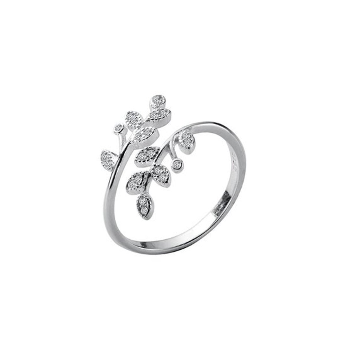 Luxe Dames Ring Zilver – Blaadjes Design – Verstelbaar – 925 Zilver – Matthew Studio®
