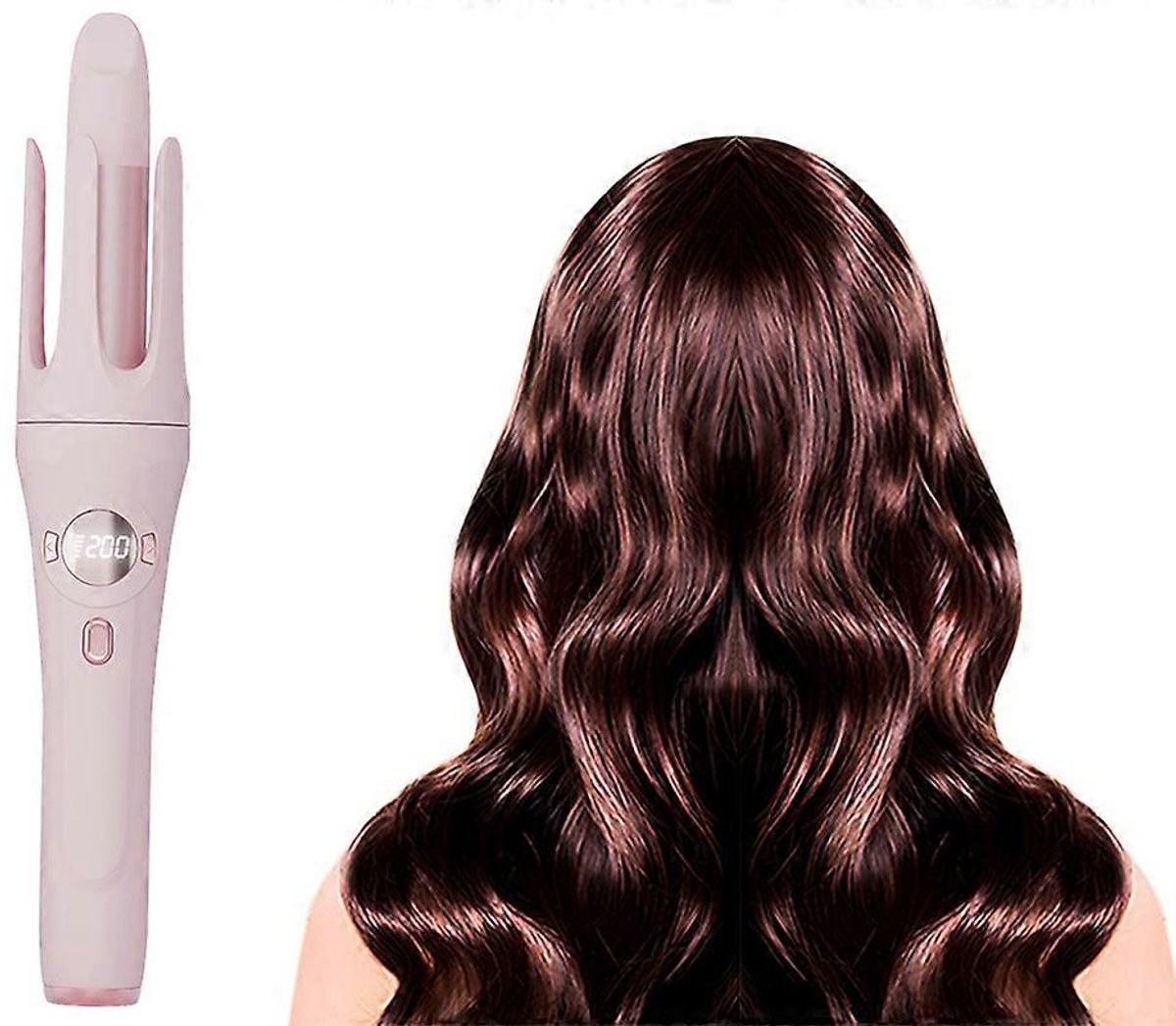 Automatische, roterende, draadloze haarkruller 32 mm, geschikt voor alle haartypes - Roze