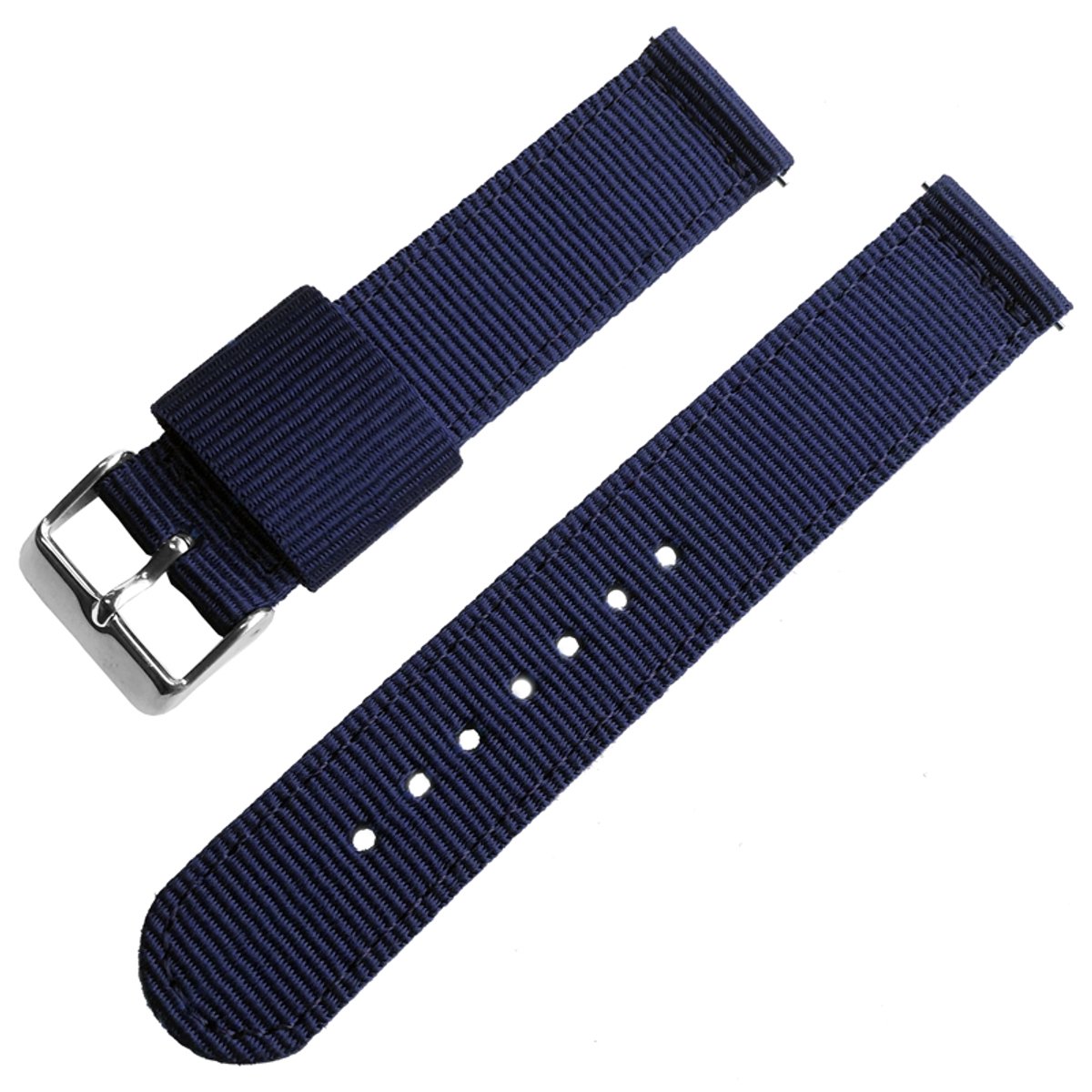 Two Piece NATO RAF Tweedelige NATO Horlogeband Nylon Blauw 18mm