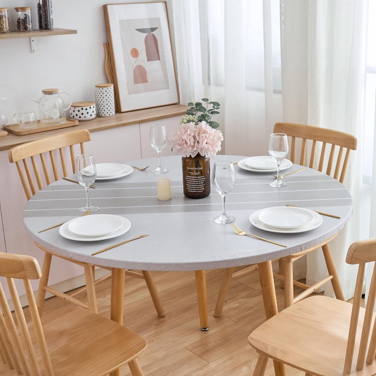 Rond Tafelkleed met Elastische Rand, 100% Waterdicht en Oliebestendig