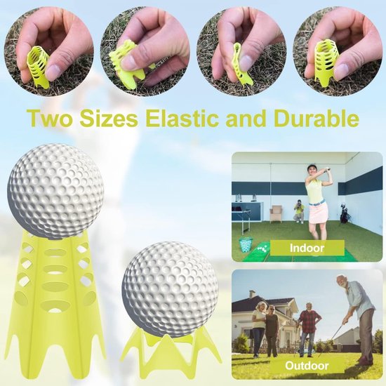 Golf tees - 20 ST.（10 grote + 10 kleine）- Duurzaam kunststof - Golf accesoires - Golfset - Golftee - Golf Tee Plastic - lichtgewicht golfsimulatortees - herbruikbare - voor kunstgras en driving range - voor thuis, buiten en binnen - geel van GOLF — afbeelding 3