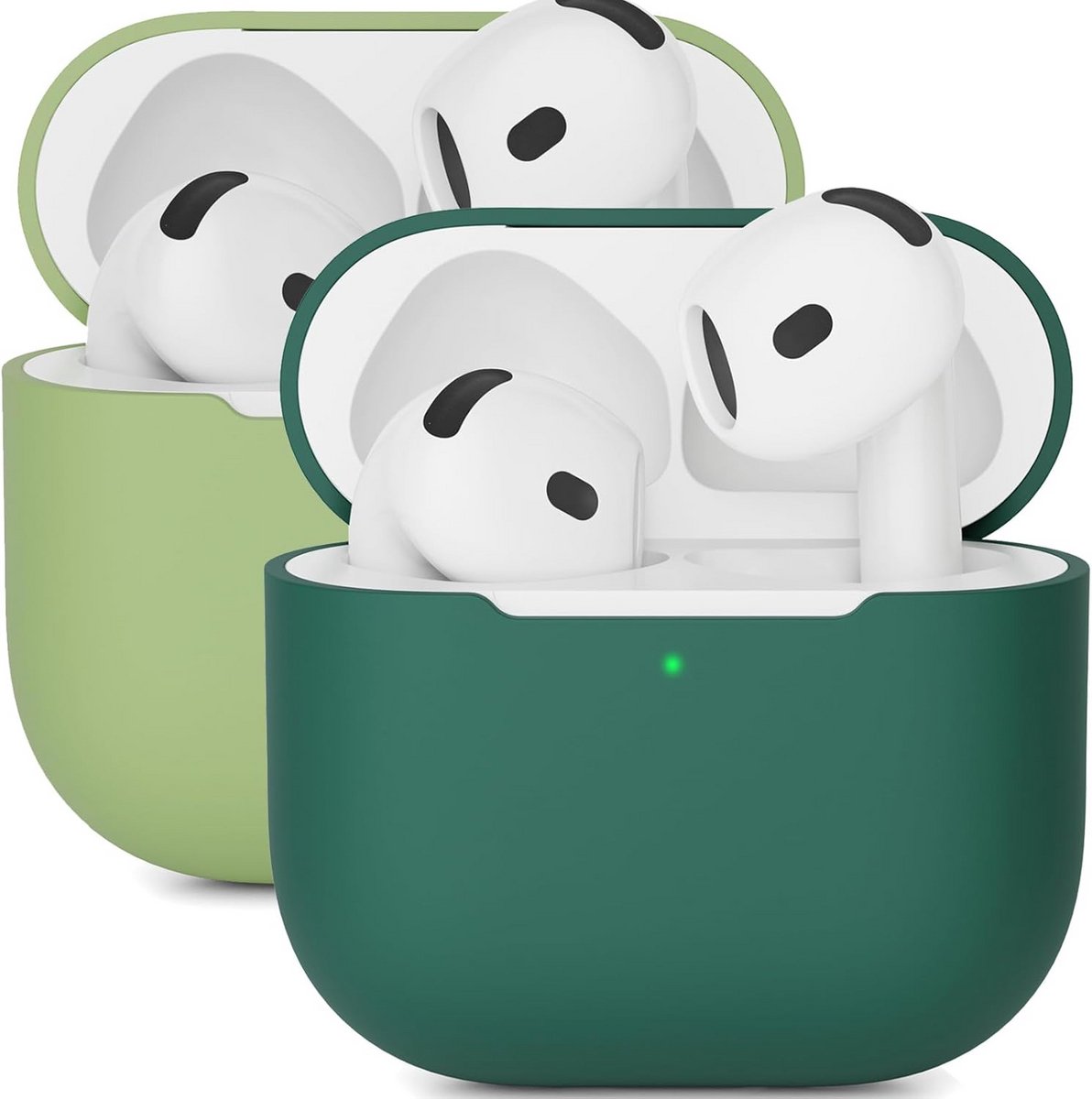 2-Pack Siliconen Hoesjes voor AirPods 4e Generatie (2024) Bescherming - Matcha & Donkergroen