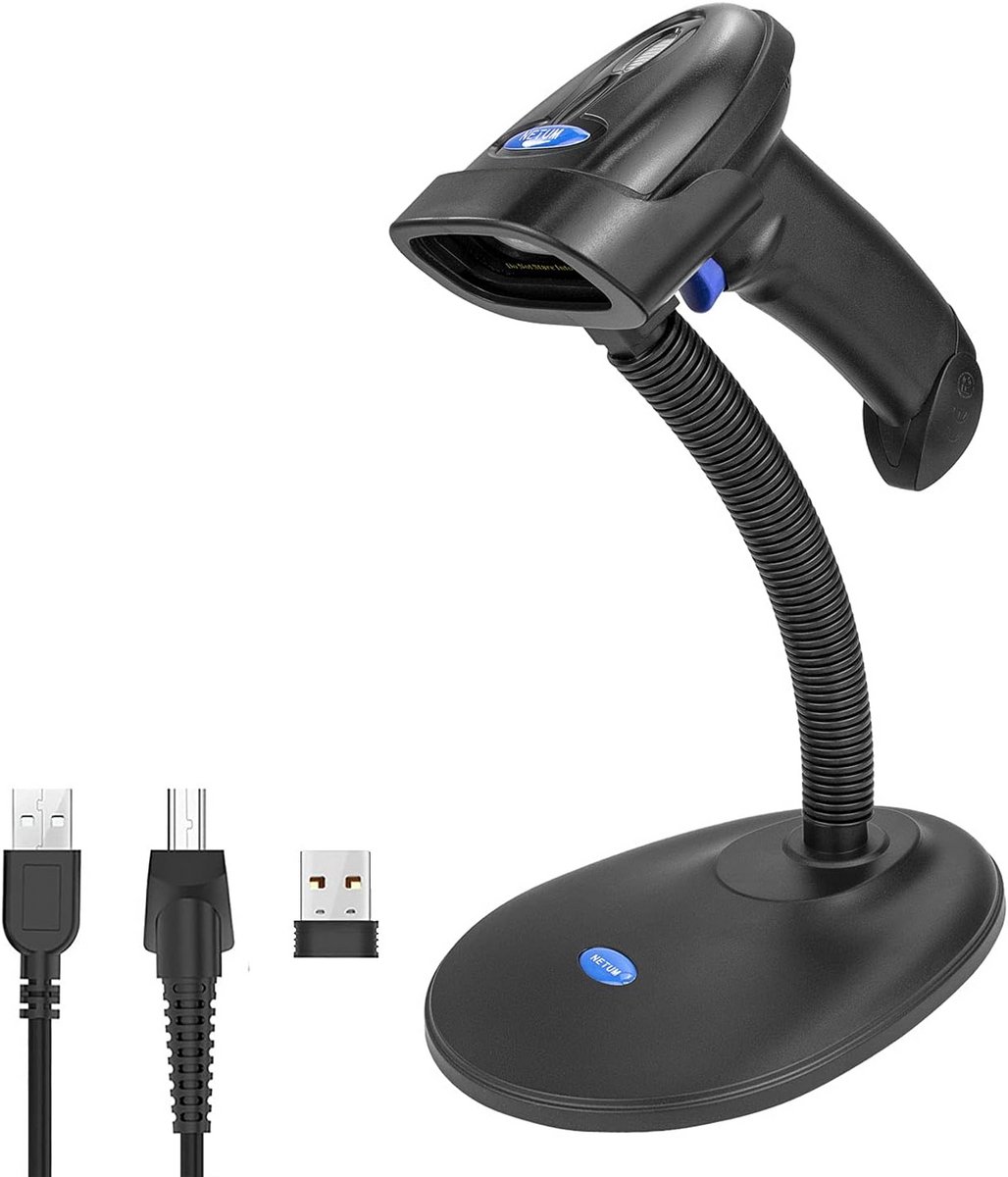 Draadloze 1D & 2D QR Barcode Scanner met Standaard | Screenscannen & Handsfree
