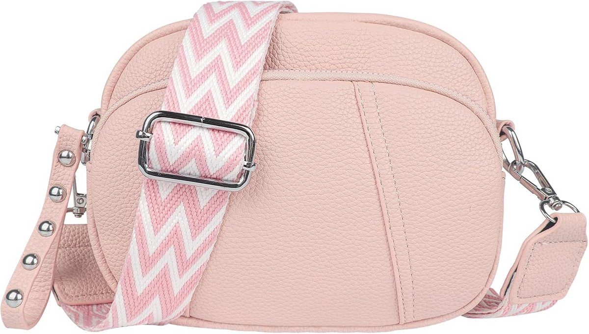 Dames Handtas Crossbody Tas met 3 Vakken en 2 Verstelbare Schouderbanden