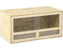 Killogood Terrarium voor reptielen van hout - reptielenkast met schuifdeuren van glas en gaaspanelen - veelzijdig inzetbare terrariumkast - 60 x 29,5 x 29,5 cm - geschikt voor hagedissen - kameleons en slangen