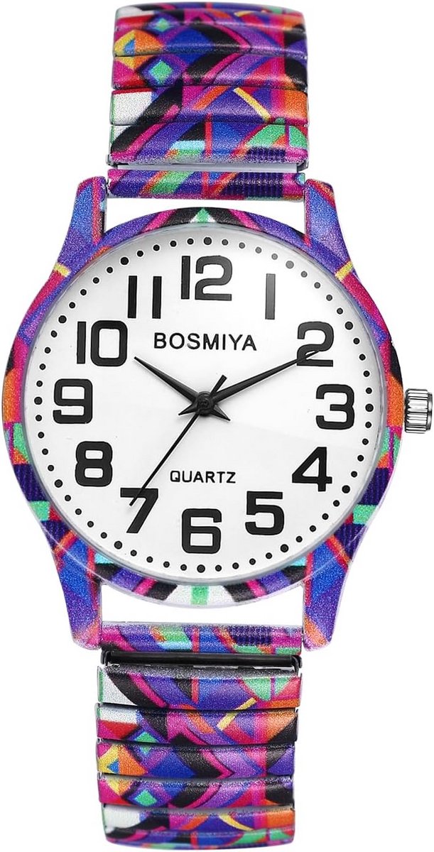 Elastisch RVS Dameshorloge met Grote Arabische Wijzerplaat - Boho Stijl