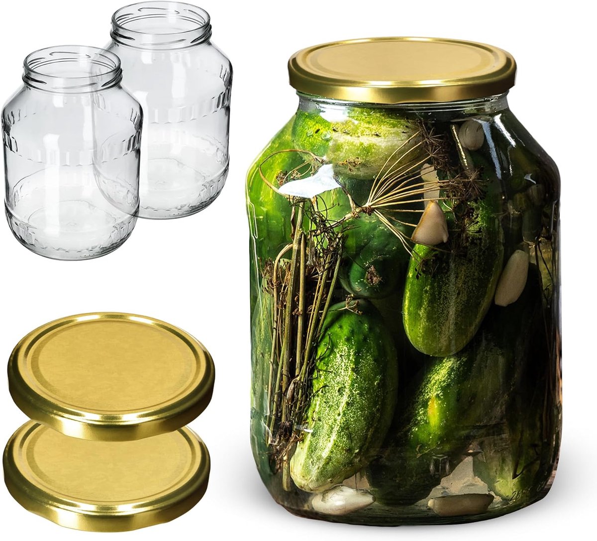 2x Weckpotten 2.5 Liter met Deksel - Luxe Bewaar- en Inmaakpotten met Brede Opening