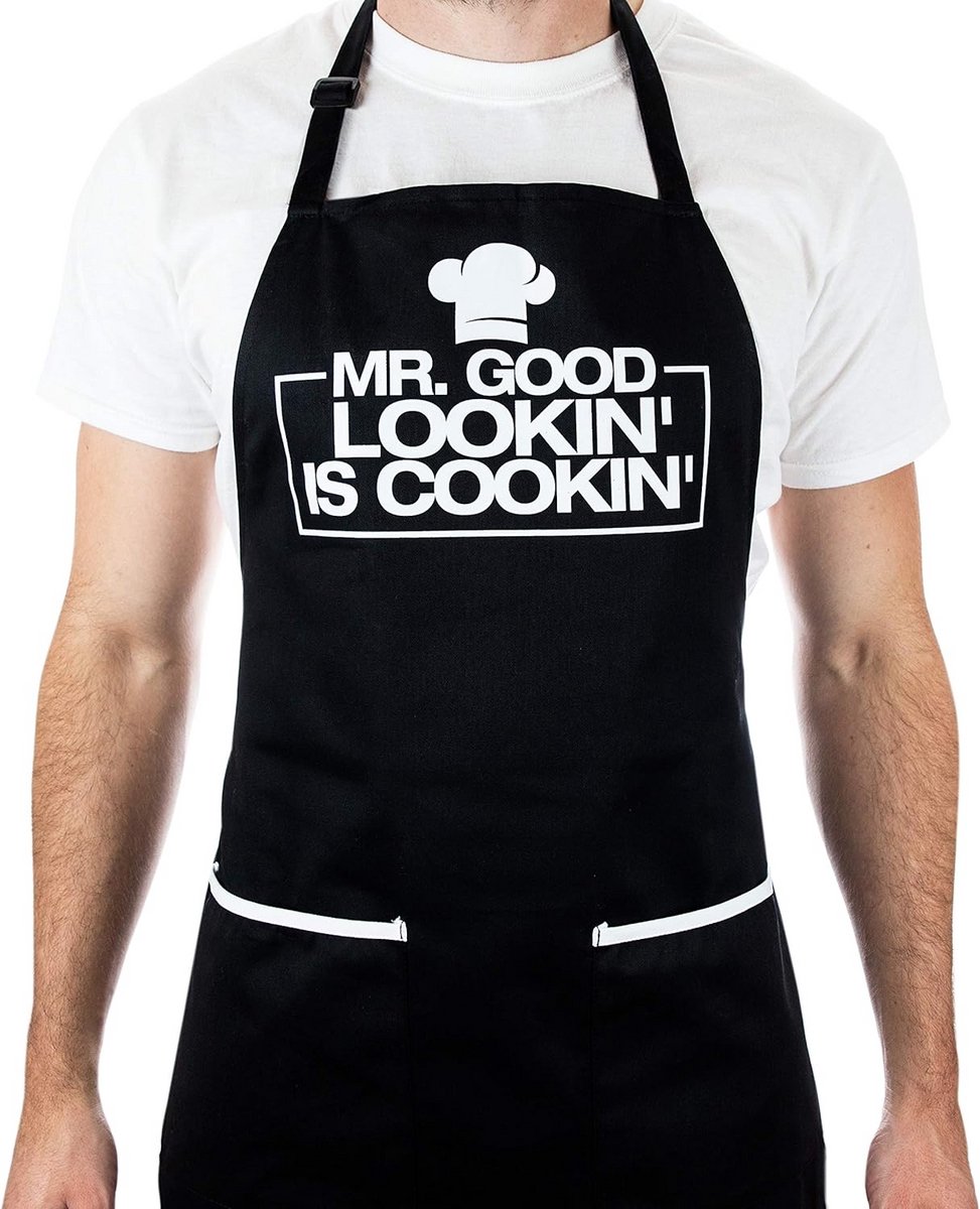 Grappig Schort voor Heren met 2 Grote Zakken - Ideaal voor BBQ en Koken