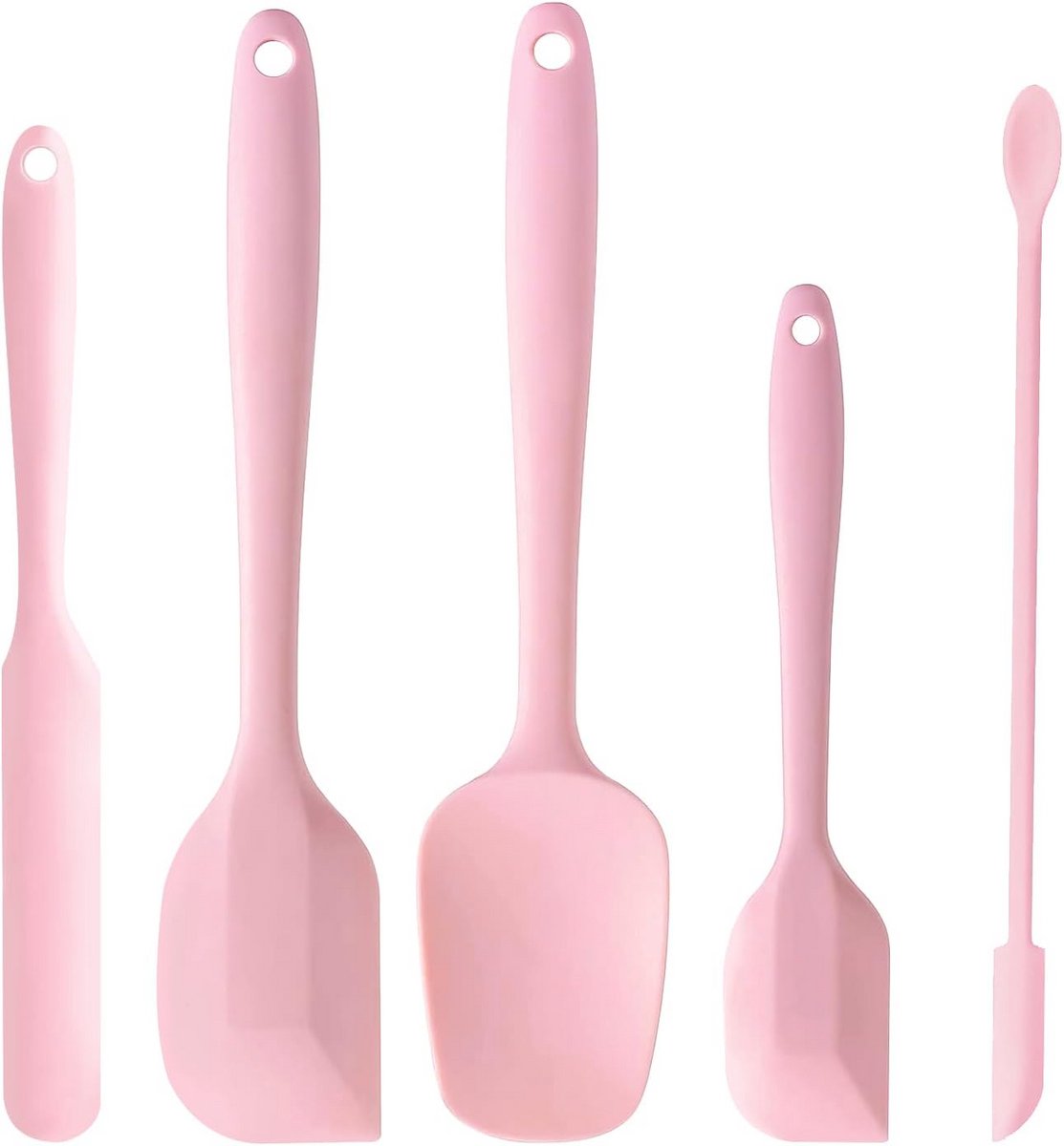 Set van 5 Roze Siliconen Spatels – Hittebestendig Keukengerei voor Bakken en Anti-Aanbak