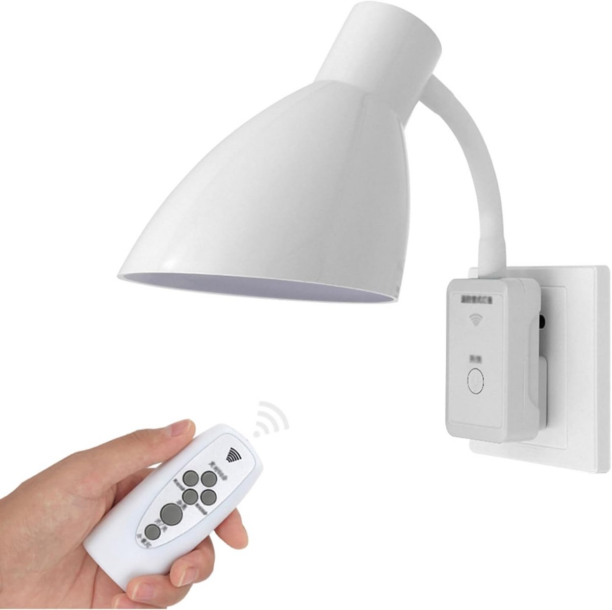 E27 Wandlamp met Afstandsbediening en Schakelaar - Flexibele Arm voor Lezen (Wit)