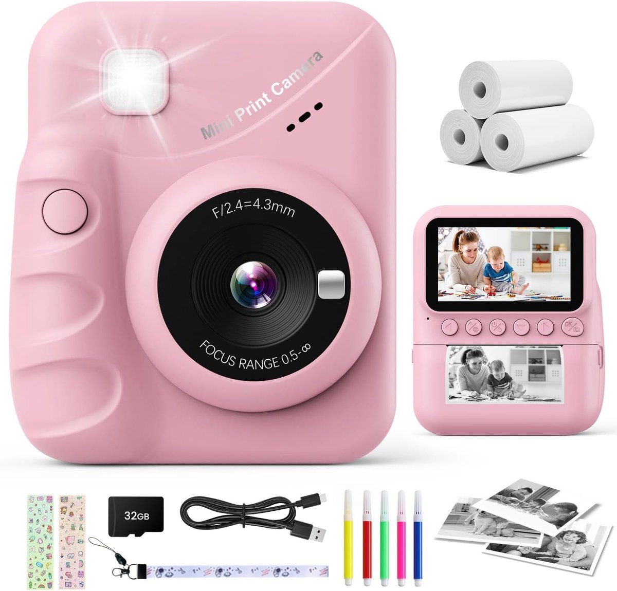 Kindercamera met Directe Fotoprinter en 48MP HD Scherm