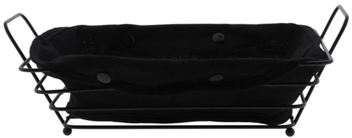 Cinar | Broodmand Bistro - metaal met stof - ovaal - zwart - 30 x 20 x 10 cm