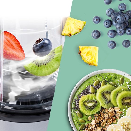 GOURMETmaxx Mr. Magic Power Pro Mixer 400 Watt - Smoothiemaker met deksel om mee te nemen - Staande mixer met blenderkom en deksel - Blender met L-accessoireset voor shakes enz. van GOURMETmaxx — afbeelding 2