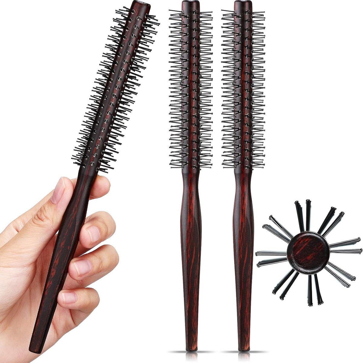 Set van 3 Kleine Ronde Borstels voor Kort Haar, Föhn Styling en Volume