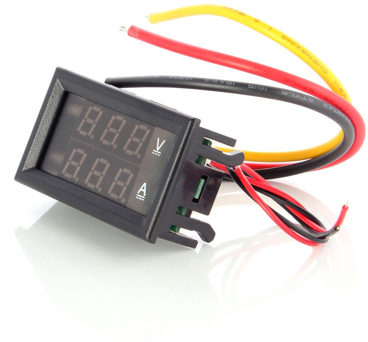 Digitale Voltmeter Ampèremeter Paneelmeter 100V 10A DC met Blauw Rood Dubbel LCD-display